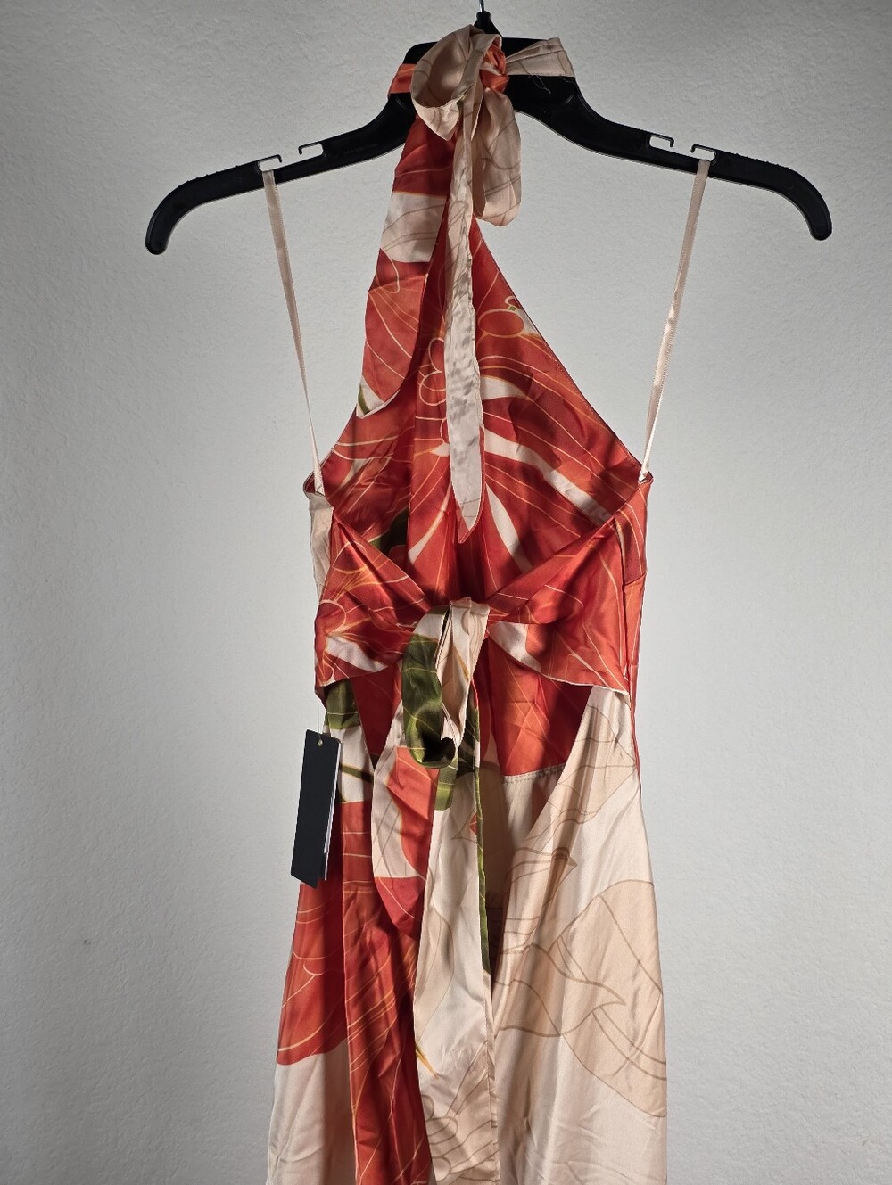 Seni & Cade NWT Floral Halter Maxi Dress Peach Red Green Size XL Events - Picture 9 of 12
